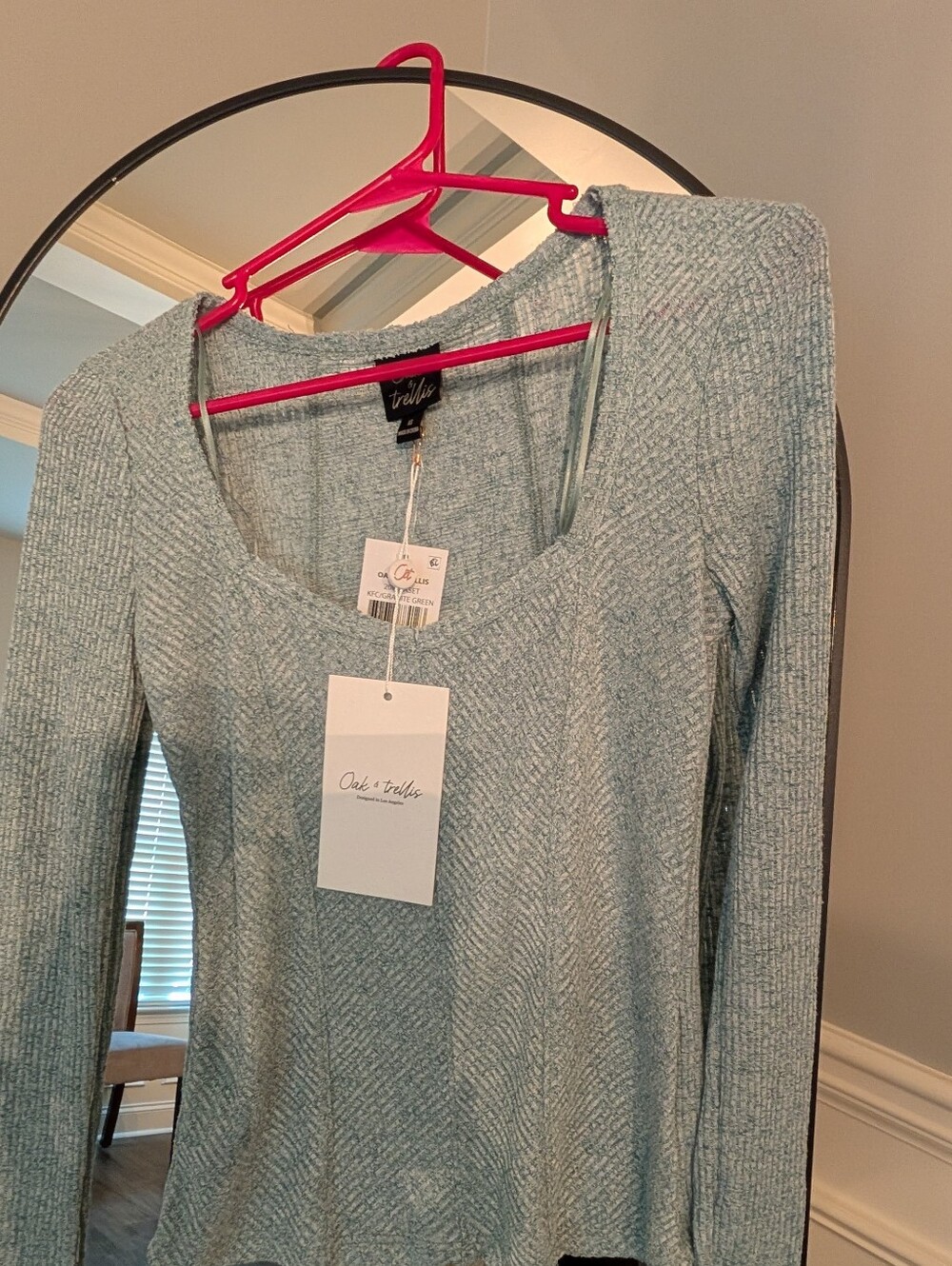 3/$16 Oak + Trellis Light Mint Ribbed Scoop Neck Top